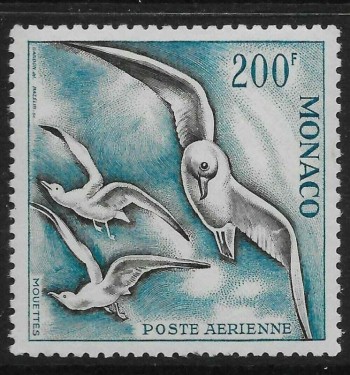 MONACO SG509 1955 200f BLACK & LIGHT BLUE MNH